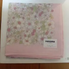 renoma 花柄 ピンクハンカチ 約50cm　新品未使用のサムネイル