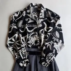 used レトロ モノトーン 総柄 シャツ 古着 ヴィンテージ vintageのサムネイル
