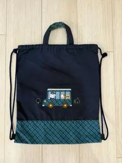 未使用品☆familiar 完売品 バック ナップサック 巾着 青 ネイビー 
