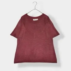 CHRISTIAN AUJARD シルク 半袖 サマーニット ワインレッド 9T