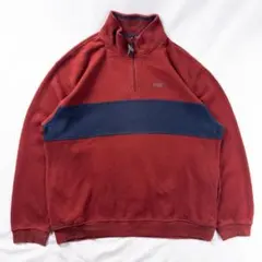 ビンテージ古着 00s ハーフジップ 刺繍 ロゴ くすみ フェード スウェット