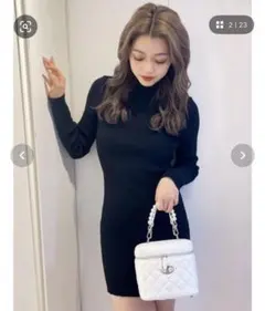 ジェイダ　ボトルネックリブニットワンピース　zozo限定