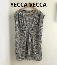 美品 YECCA VECCA 幾何学柄シャーリングチュニック