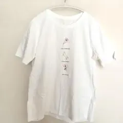 セシール 白T 半袖 通販 フラワー 猫 夏服 レディース Lサイズのサムネイル