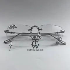 Y2K ピアスチャームサングラス 透明レンズ 男女兼用　ピアスメガネ