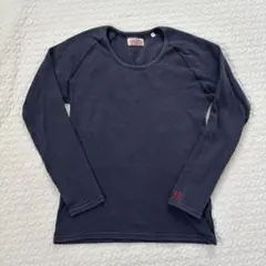 ハリウッドランチマーケットストレッチフライス H刺繍 ネイビー長袖Tシャツ 1