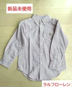 【新品未使用】ラルフローレン長袖襟付きシャツ サイズ4 チェック　ピンク×白×黒