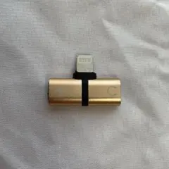イヤホンと充電 二股接続アダプター 変換アダプター2in1ライトニング　ゴールド