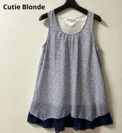 Cutie Blonde 総柄ノースリーブチュニックワンピース裏地付き裾フリルMのサムネイル