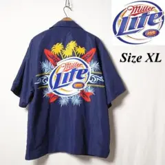 00s Miller Lite アロハシャツ XL ネイビー