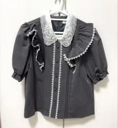 極美品】繊細レース刺繍 ドールカラーブラウス＊ミッドナイトネイビー 【極美品】繊細レース刺繍 ドールカラーブラウス＊ミッドナイトネイビー 上品清楚