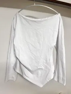 ZARA ドレープ ワンショルダー 長袖 トップス カットソー ホワイト