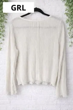 【美品】GRL グレイル 楊柳プリーツ シアーブラウス メロウ カットソー F