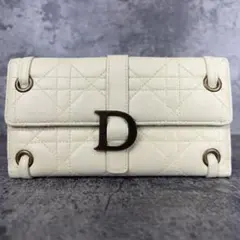 希少 DIOR レザー カナージュ 長財布 アイボリー トロッター柄 D金具のサムネイル
