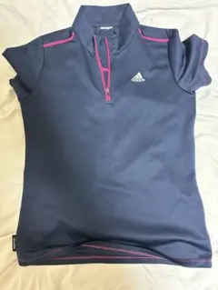 adidas ネイビー ハーフジップポロシャツ