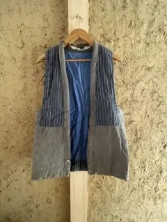 イズクラアキヒコ＊硬めリネン風シルク シワ加工 ベストジレ 伊豆蔵