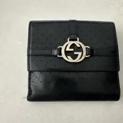 GUCCI 二つ折り財布 ブラック パンチングレザーのサムネイル