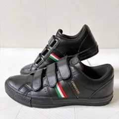CONVERSE コンバース レザー 3連 ベルクロ スニーカー 24 黒