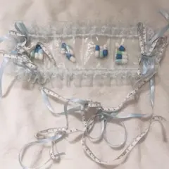 ハンドメイド 水色 薬 メジャー ヘッドドレス ヘアアクセサリー サブカル