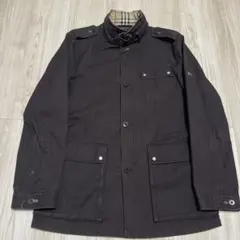 バーバリーブラックレーベル ノバチェック ミリタリージャケット　ブラウン　L