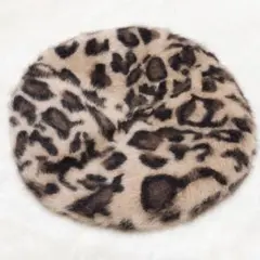 ベレー帽 ヒョウ柄 レオパード ファー 秋冬 ギャル アニマル 美品