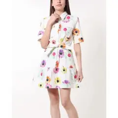 Desigual 花柄 シャツワンピース ホワイト 美品 ラクロワコラボのサムネイル