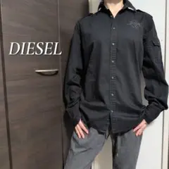 DIESEL 両面プリント 長袖コットンシャツ 手裏剣ボタン