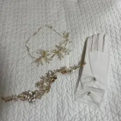ウエディング ヘアアクセとグローブのセット