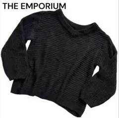 THE EMPORIUMジエンポリアム 黒 Vネック ニット セーターMワールドのサムネイル