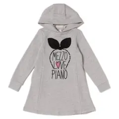 新品2way￥10584メゾピアノフード付長袖パーカーワンピース120cmグレー
