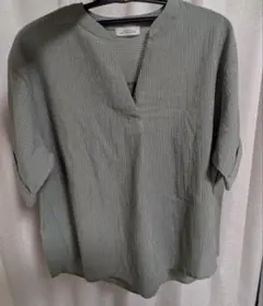 green label サッカー生地 スキッパー 半袖カットソー　Olive