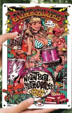 【輸入品】ブリキ看板/「JUNKBLUES」ロッキンジェリービーン ポスター看板