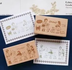 海外スタンプ kumayankee 子供と動物 スタンプ
