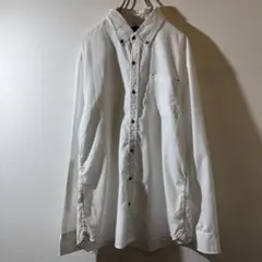 K-125 NEEDRIC ストライプ長袖シャツ 3L ホワイト