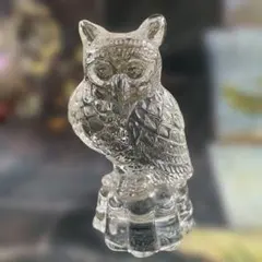 フクロウ クリスタル置物 約10cm