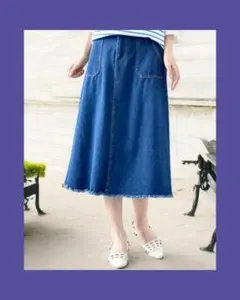 ♦♠♥♣新品未使用！フリンジデニムミディデニムスカート　ML