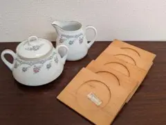 オールドノリタケ　BALLAD　砂糖入れ　ミルク入れ　竹のコースター
