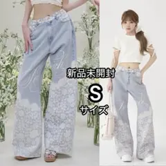 Darich ダーリッチレースビジュールーズデニムパンツ ブルー　Sサイズのサムネイル