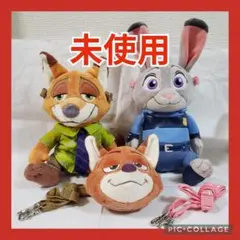 ズートピア ポージーペンケース 肩のせ ぬいぐるみバッジ ニック 3点