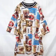 PLAYBOY プレイボーイ 総柄 Tシャツ Lサイズ 古着