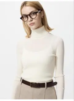 UNIQLO メリノリブタートルネックセーター（長袖）L