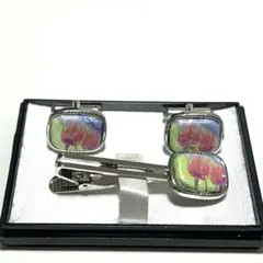 カフス・タイピンセット 花柄 ネクタイピン タイピン ヴィンテージ 匿名発送