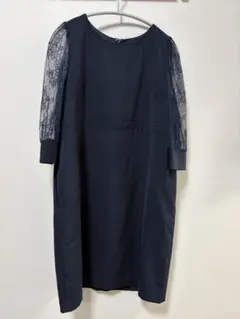 sweet mommy 5分袖レース 授乳口付き　ワンピース　ネイビー