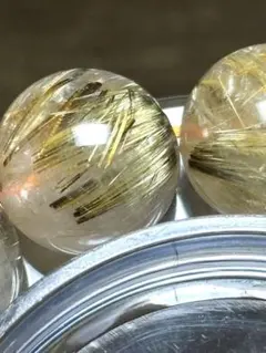 ゴールドシルバータイチンルチルブレスレット14㎜超大玉（新品未使用）金運最強