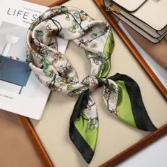 花と蝶 新品 スカーフ シルク調 ストール 正方形 大判 714