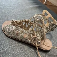 ZARA グリッター レースアップ サンダル
