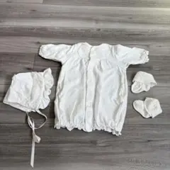 ベビー　セレモニードレス　3点セット　ドレス　靴下　ボンネット　帽子　Kufuu