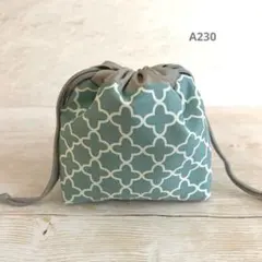 ハンドメイド＊おにぎり巾着袋＊保冷保温＊おにぎり1個用＊ブルー＊モロッカン柄