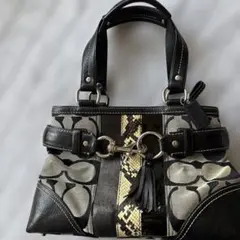 COACH シグネチャー ハンドバッグ パイソン柄切替
