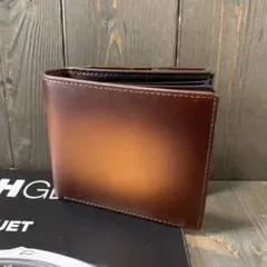 Z11■高級 イタリアンレザー 本革 パティーヌ 2つ折り 財布■ブラウン 茶